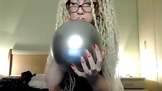 Blow balloon and pop with my long fingernails